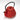 Red textured teapot with black handle on a white background