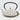 White ceramic teapot with black handle and gold speckles on a white background