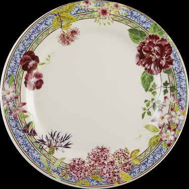 Cream dinner plate with floral rim