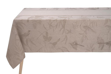 Le Jacquard Francais Voliere Beige Linen Tablecloth