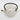 White ceramic teapot with black handle and gold accents on a white background