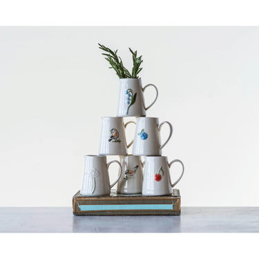 Mini Stoneware Creamer with embossed design by Creative Co Op.