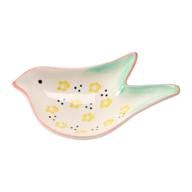 Yellow & Green Ceramic Bird Dish