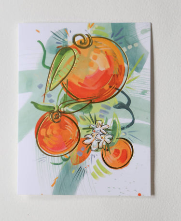 Three Oranges | Citrus Gold Foil Greeting Card