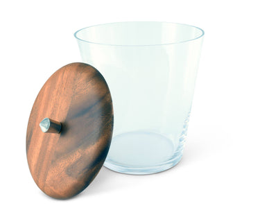 Wood, Pewter, and glass Ice Bucket