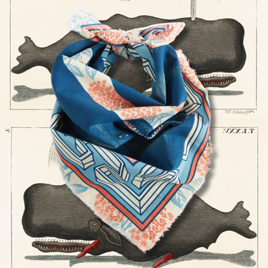 Moby Vineyard Cotton Voile Bandana 20"X20" | Nautical Scarf Shown in a style