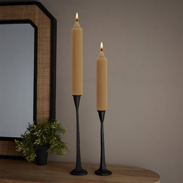 Grecian Collenette Taper Candles 7“ | Beeswax shown in candle holders