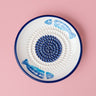 Ceramic Garlic Grater Plate - Small Blue & White - Tuna