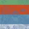 Patterned paper with marine life design on a green, orange, blue, and gray background