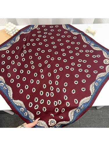 Scarvii - Retro Border Print Square Scarf | Red