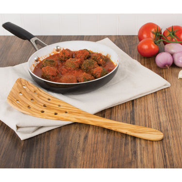 Italian Olive Wood Pierced Spatula | 12"