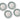 Rifle Paper Co. hydrangea melamine dinner plates set of four. Plates have a wavy edge, white background with a light blue hydrangea border with green leaves.