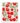 Patterned towel with red tomatoes and green leaves on a white background