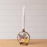 Audrey's Home & Gift - Candle Holder - Glass With Pressed Flowers shown with candle