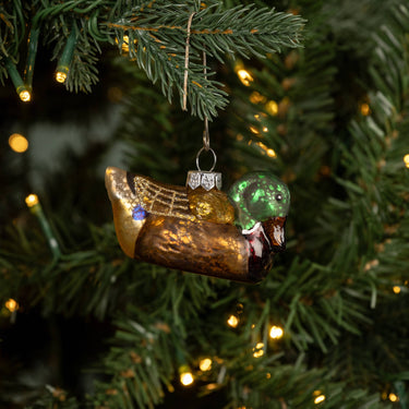 Ragon House glittered glass duck ornament