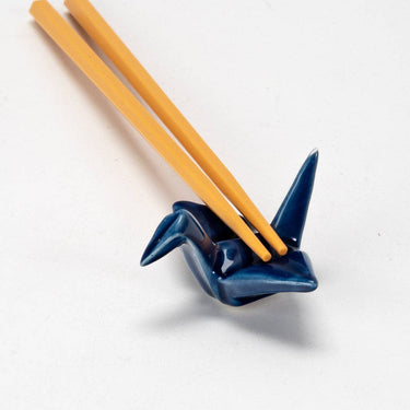 Urban Tokyo - Origami Crane Porcelain Chopsticks Rest 2"L Navy Blue (12/288)