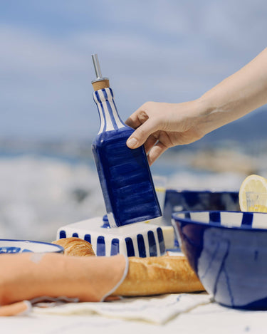 Ceramic Oil Dispenser 475ml - Blue Stripes - Costa Azul