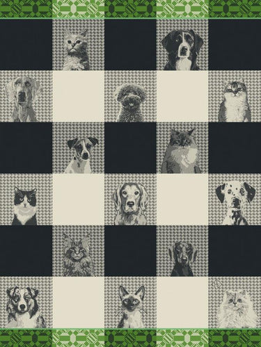 Checkered pattern with images of dogs and cats in each square.