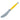 Butter knife with yellow handle on a white background