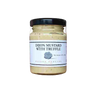Jar of Dijon mustard with truffle on a white background