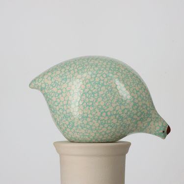 Quail by Ceramiques de Lussan in White Spotted Turquoise - Pecking