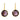 A pair of gold drop earrings with faceted oval purple gemstones in bezel settings, shown against a plain white background.