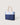 Dark blue and light blue tote with light leather handles
