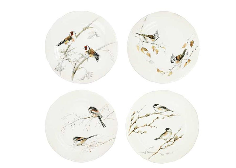 Gien ‘Les Oiseaux de la Foret’ salad/dessert plates. Each depicts a different songbird perched on a branch.