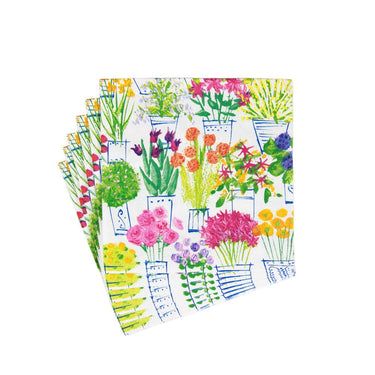 Flower Market Luncheon Napkin Fanned out in stack 