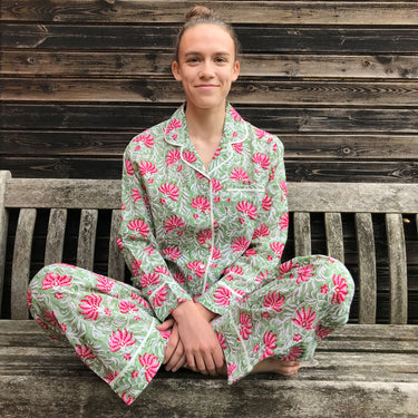 Pajama Set | Jaipur Green & Pink