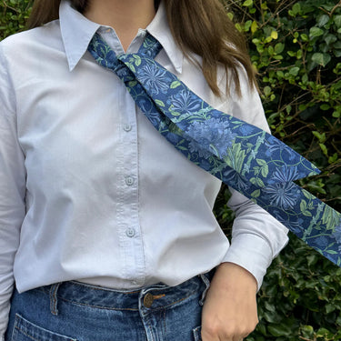 Woman wearing a Lime Tree Design skinny scarf