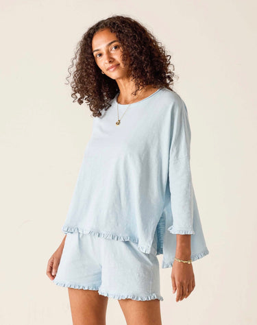 Catalina Ruffle Tee In Niagara Mist