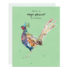 this charming birthday card featuring a whimsical hand-drawn pheasant sporting a festive party hat. The playful message "Have a Magni-Pheasant Birthday"