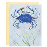  This charming birthday card features a vibrant blue crab illustration underwater, paired with the playful message "Oh Snap It's Your Birthday" 