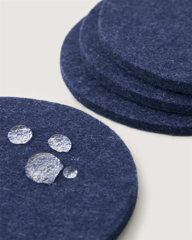 Bierfilzl Merino Wool Round Coaster Solid, 4 Pack | Denim
