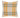 Plaid patterned pillow with yellow and blue stripes on a beige background