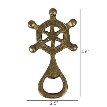 Ships Wheel Bottle Opener, Brass