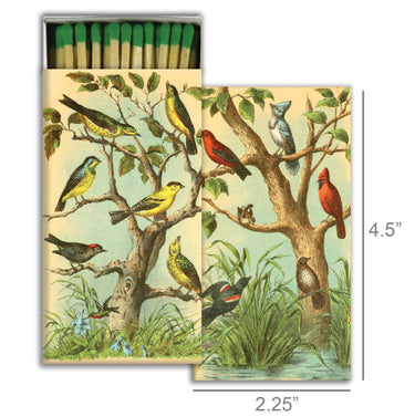 Matchbox with bird illustration on a white background