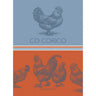 blue and red chicken towel