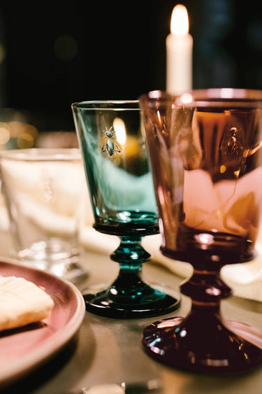Bee Wine Glass Night Sky Shown with Smoke color