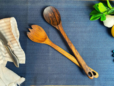 Tuckahoe Hardwoods - Rustic Handle Wooden Utensil Salad Set