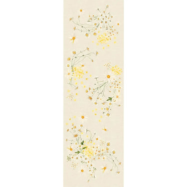 Beige floral tablerunner daisy yellow white green