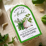 Valente Market pasta package with green label on a beige surface with herbs