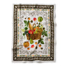 Rifle Paper Co. Harvest Kitchen Towel featuring vintage basket of fruits and vegetables with brown and white oak and acorn border.