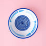 Ceramic Garlic Grater Plate - Medium Blue & White Tuna