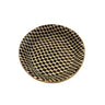 9” Hand-made ceramic pasta bowl featuring a dot inlay design in chestnut brown and natural edges. 